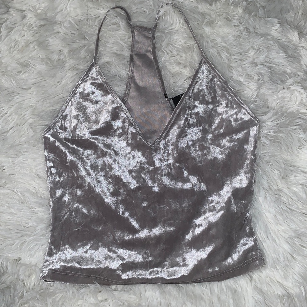 Silver velvet tank top